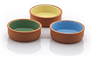 TURKISH ZONE Seladan Clay Ovenproof Dishes Set of 3, for Tapas, Gratin, Güvec, Greixonera, Cazuela 3 Colours