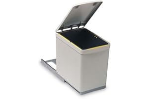 GOLLINUCCI Poubelle coulissante 1 seau - Nombre de seaux : 1 - Décor : Gris - Contenance : 16 L - Pour caisson de largeur : 300 mm - Hauteur : 360 mm - Profondeur : 380 mm - Largeur : 230 mm - Matériau : PVC -