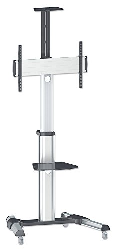 Manhattan Universal Multimedia TV-Ständer auf Rollen für Bildschirme 37″ bis 70″ ( bis zu 50 kg Kamerahalterung und AV-Fachboden abnehmbar ) 461245 schwarz silber - 2