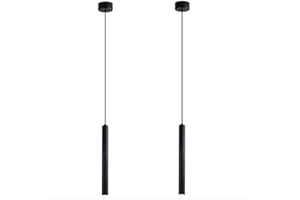 LIGKIN 2 Piezas Lámparas Colgantes LED Modernas Diseño Minimalista Lámpara de Techo LED Aluminio Lámpara Colgante Metal Iluminación para Comedor Dormitorio Salón Restaurante, Negro