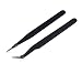 Produktbild 2PCS ESD Antistatische Edelstahl Pinzette Durable Feine Spitze Professionelle Mitesser Whitehead Entfernen Werkzeug Biegen Gebogene Pinzette Extractor Zange Werkzeug Schwarz