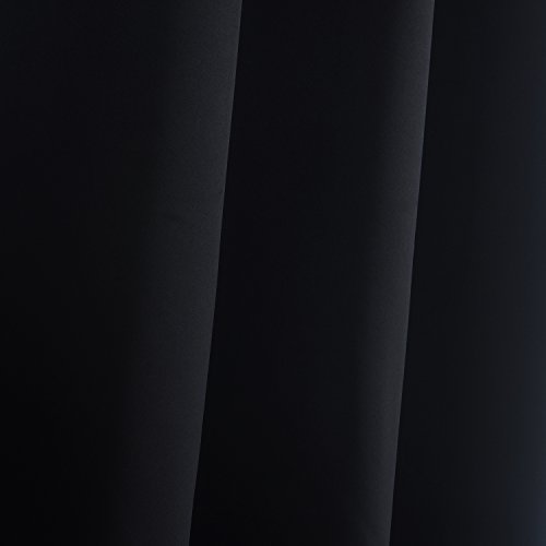 Aquazolax Thermo-Verdunklungsvorhänge, Vorhänge Blickdicht mit Universalband 2 Stück für Alte 167 cm x 137 cm (B x L), 2er-Set, Schwarz - 2