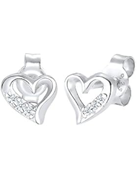 DIAMORE Damen Ohrstecker Herz Silber 925 Diamant 0,06 Karat