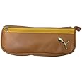 Marshal Industries | Puma Designed Plain Pen Case, Soft Fabric Type, Pen Pouch Box, Pencil Case with Zipper for Students (Brown, Pack of 4)