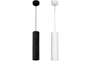 Eurekaled Lámpara de techo cilíndrica de 30 cm, color blanco, con portalámparas de casquillo GU10.