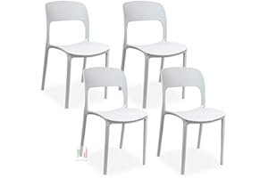 Stil Sedie - Sedie in polipropilene impilabile cucina bar ristorante per interno ed esterno set da 4 pezzi Modello Ariel (Grigio)