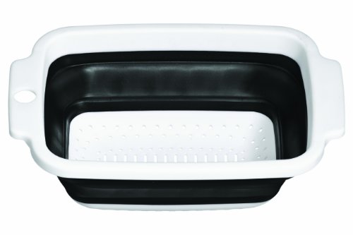 Premier Housewares Zing Faltbares Abtropfsieb 34x23 cm mit Griffen Schwarz/ Weiß