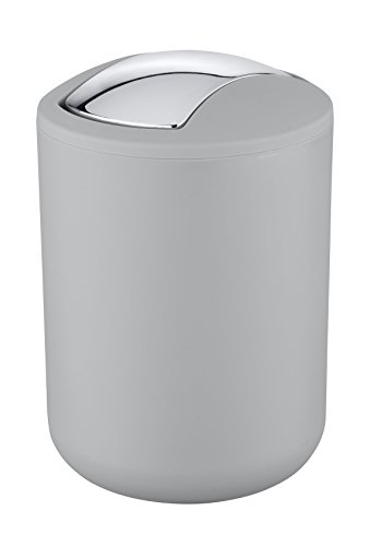 Wenko 22249100 Kosmetikeimer Brasil S absolut bruchsicher Fassungsvermögen 2 L, Thermoplastischer Kunststoff TPE, grau, 14 x 14 x 21 cm