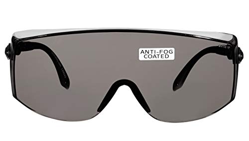 voltX 'OVERSPECS' Sobremontura para Gafas de Seguridad Industrial (Lentes Ahumado/Gris) con certificación CE EN166F, ajuste de sien individual, antivaho, resistentes a los arañazos, con protección UV / Safety Glasses