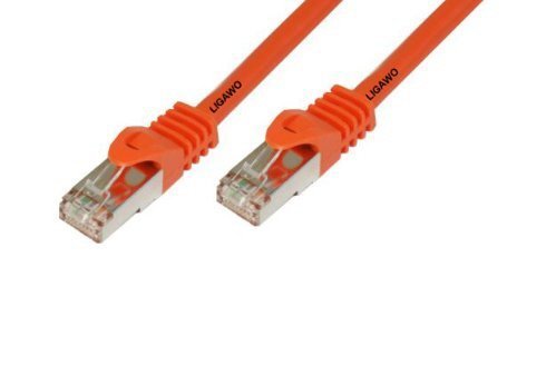 5 Stück - Ligawo Patchkabel Cat.7 S-FTP PiMF RJ45 Cat6A Stecker für Netzwerk/Internet Anschluss (1m) orange