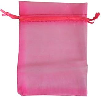 UK EVENT DECOR 8x12cm Organza Gift Bags Jewellery Pouches Wedding Party Favour (Pack of 50) (Bright Pink)