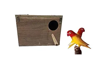 TAIYO PLUSS DISCOVERY Natural Wooden Breeding Box, Size: (27X19X19 cm) (LXBXH), Suitable for African Lovebird, Top Opening