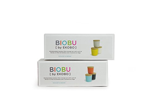 BIOBU by EKOBO 34727 3er-Vorratsdosen-Set S (3 x 240 ml), stone / weiß / lemon - 3