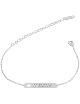 ID Edelstahl Fußkette mit Gravur nach Wunsch Mädchen Freundschaftskette Gold /Silber