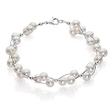 perlenarmband creme hochzeit Gesamtlänge: ca. 21 cm | Durchmesser der Perlen ca. 7 mm | Gesamtgewicht: ca. 12,5 Gramm | Farbe: creme-weiss, silber | Oberfläche: glatt mit gutem Lüster | aus eigener Produktion von Schmuck-Krone, handgefertigt