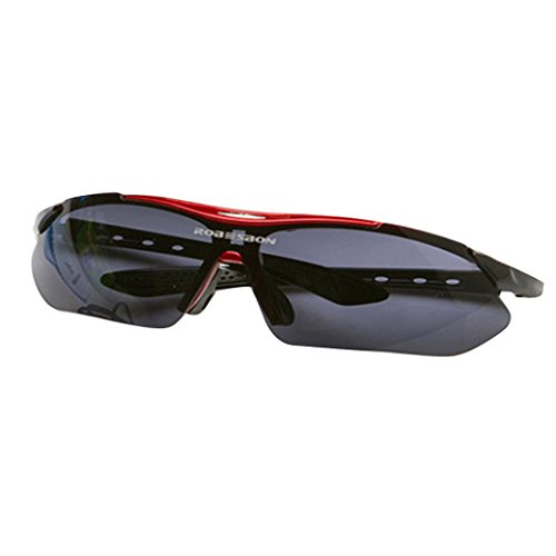 Preisvergleich Produktbild ROBESBON Herren Polarisierte Sonnenbrille UV400 Fahrradbrille Kunststoff Rahmen Sportbrille Brillenetui Brillenbeutel Radbrille Herrenbrille - Rot und Schwarz Rahmen