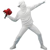Taxually Scultura Moderna Design, Statua Banksy in Resina Ragazzo Lancio di Fiori Statuette Decorative Casa Moderne Creativa 