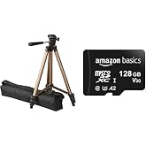 Amazon Basics 127-cm (50-Inch) Lightweight Tripod with MicroSDXC, 128 GB, with SD Adapter, A2, U3, Read Speed up to 100 MB/s