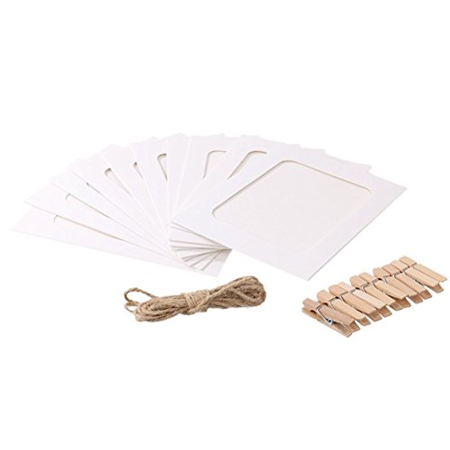 Pixnor Wand-Deko DIY Papier Fotorahmen mit Mini-Wäscheklammern – 4 x 6 Bilder passt - 5