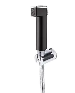 Marcoware ABS Flow Adjustable Health Faucet Set for Bathroom / Jet Spray for Toilet Shower Faucet with Ultra Flexible Hose & Wall Hook, Black, Mat Finish