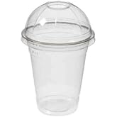 Plastic Milkshake Cup 100 Piece Beverage with Lid 350 Cc(ml) Transparent Soft Drink Cup Lemonade Cup