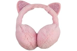 RDecoX Ear Muffs Fluffy Ear Warmer Plush Thermal Furry Ear Covers Windproof Soft Headband Sequin Winter Headwear Outdoor Sports Earflaps Ski Cycling & Running Ideal for Boys Girls & Women (PINK)