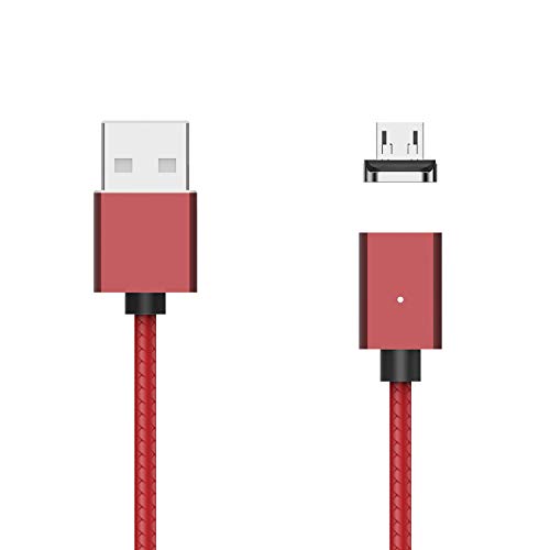 Micro USB Magnetic Cable, WSKEN X1 High Speed Android Charger Cable TPE+Nylon Braided Sync Cable for Samsung Galaxy S6/Edge S7, HTC, Nokia, Sony, Power Bank, LG, Huawei, Kindle (1M/3.3ft, Red)