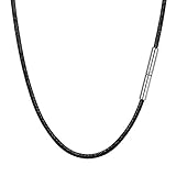 ✦ Modische schwarze wasserdichte Lederkette, neues Design mit 3mm breit Verschluss, kleiner als das das Original, perfekt für die meisten Anhänger, auch als Armband verwenden.