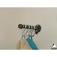 Garderobe / Handtuchhalter Schwarz Anthrazit 20cm 4 Garderobenhaken Silber, sehr stabil Industrial Design