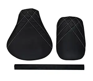Pure Bullet Stylish Black Seat Cover with Back Rest Foam Combo Set for Royal Enfield Classic 350/500cc