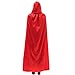 Produktbild kuangkk Halloween-Umhang für Erwachsene, lang, Satin, mit Kapuze, Vampir-Rolle für Weihnachten, Party, Kostüm, Satin, rot, Large