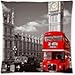 Custom View of London Famous Big Ben Red Double-Decker Bus Pattern Zippered Pillow Case Decor Cushion Covers Square 18" x 18" Inch (Twin Sides)