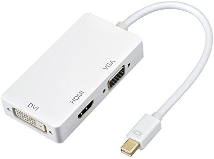 Mini DP to HDMI VGA DVI Adapter , Cooliker 3 in 1 Mini Displayport to 1080P HDMI VGA DVI TV AV HDTV Adapter Connector Converter Thunderbolt Cable for Macbook, iMac, Macbook Air, Mac book Pro, Microsoft Surface Pro &amp; Pro 2 3 (White)