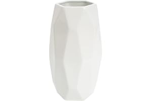 JUZAI 20 CM Vaso Fiori Bianco Ceramica per Pampas, Vaso Cilindrico Decorativo da Interno Design Moderno Elegante Classici