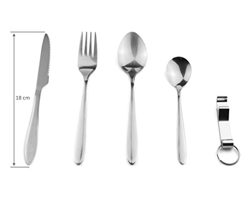 Outdoro Campingbesteck und Reisebesteck aus Edelstahl mit Neopren-Bestecktasche – Ideales Besteckset für Outdoor und Reise - 6