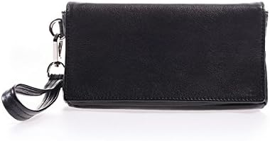 Men's clutch bag, handbag, organizer case, hand made with real leather, black, two handles, lined iterior, two pockets, made in Italy