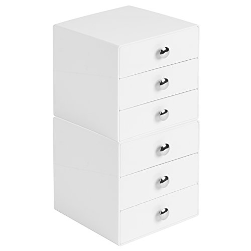 InterDesign Drawers Schubladenbox | Schminkbox mit 3 Schubladen zum Sortieren von Make-Up, Schmuck etc. | Schubladen Organizer für Büro- und Bastelbedarf | Kunststoff weiß - 7
