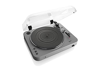 Lenco L-85 Platine de disque avec encodeur USB direct/préamplificateur Entrée USB MMC Track Splitting Commande à courroie Semi-automatique Capot amovible matt-grau