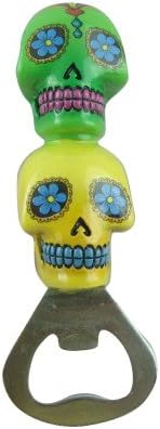 Candy Skull Bottle Opener - Green/Yellow