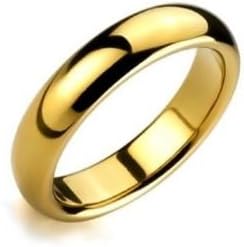 R4U 6mm 18K Gold Plated Comfort Fit Highly Polished Tungsten Carbide Dome Wedding Ring/ Band Size U