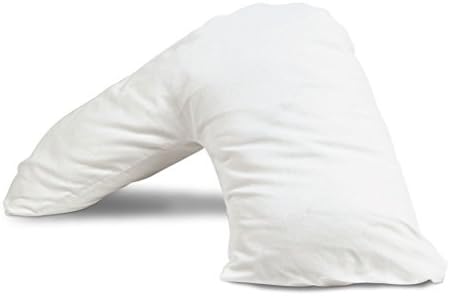 V Shaped Duck Feather Support Nursing Resting Pillow With White Polycotton Case