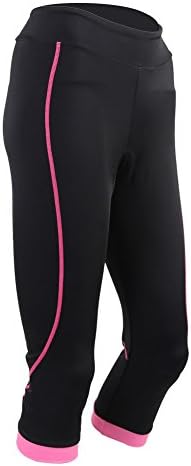 Womens Ladies Summer Flexible Slim Fit Cycling Compression Professional Panel 3D Gel Padded Breathable Quick-Dry ¾ Bike Bicycle Capri Pants Seven Socks Shorts