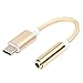 Produktbild Vazan - Handy-Adapter Typ C auf 3,5 mm Kopfhörerbuchse Aux-Audio-Adapter für HTC Bolt Samsung Galaxy S8 S9 TypC bis 3,5 mm Kabel [Gold]