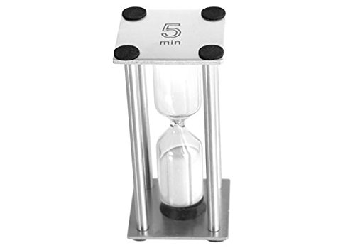 Home Sanduhr, 5 Minuten, Metall, silber, 3.5 x 3.5 x 8 cm