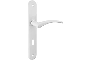 THIRARD - Ensemble de Poignées pour Porte Intérieure Hebe - Acier Embouti - Usage Porte de Chambre - Trou de Clé - Carré 7 mm - Entr'Axes 165 mm - Finition Laqué Blanc