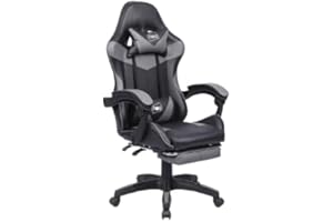 GENERICO SEDIA DA GAMING, PELLE SINTETICA, CON ROTELLE CUSCINO SUPPORTO POGGIATESTA E POGGIAPIEDI COD BOC-734 (NERA)