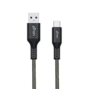 pTron Solero 3.1A (15W) Type-C Data & Fast Charging Cable, 480Mbps Data Sync, Strong & Durable 1-Meter Long USB Cable for Type-C Devices - (Black)