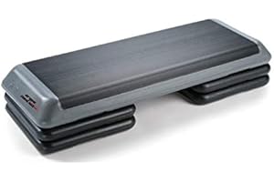 Grupo Contact Step Aerobic, Profesional con 4 Alturas (escalones) Color Negro/Gris Medidas: 113 x 42 x 21 cm.