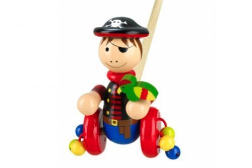 Wooden Pirate Boy Push a long Toy for Toddlers