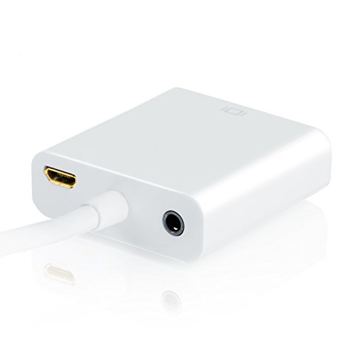 Full HD micro HDMI auf VGA Adapter inkl. Audio-Übertragung (Line out) | micro HDMI to VGA adapter incl. 3,5mm audio output | Adapter/Konverterkabel inkl. HDCP | 1080p Full HD / HDTV Unterstützung | digital zu analog | vergoldete Kontakte | weiß (Hochglanz) - 2